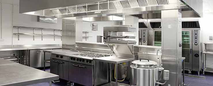 Commercial kitchen in stainless steel
