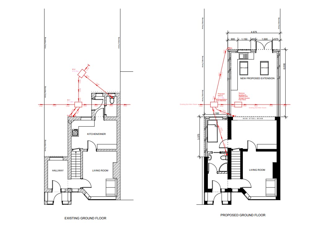 proposed house extension requiring a build-over drainage survey